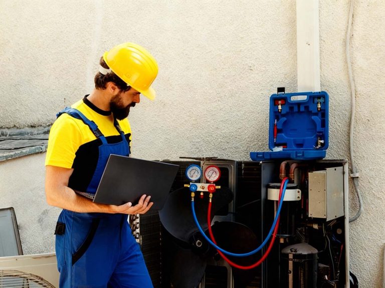 Emergency air conditioner service Katy Texas checking wiring in a commercial electrical cabinet.