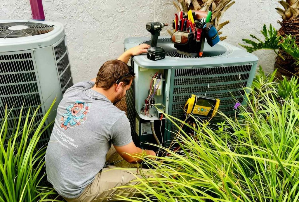 Trusted technician performing fast AC repair Cinco Ranch – outdoor unit diagnostics and fix