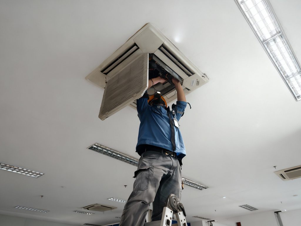 Complete HVAC preventive maintenance Katy – indoor cassette unit cleaning included