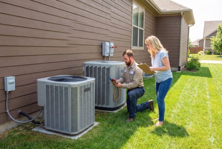 Professional ac maintenance Katy TX team inspecting residential cooling units for performance and system efficiency