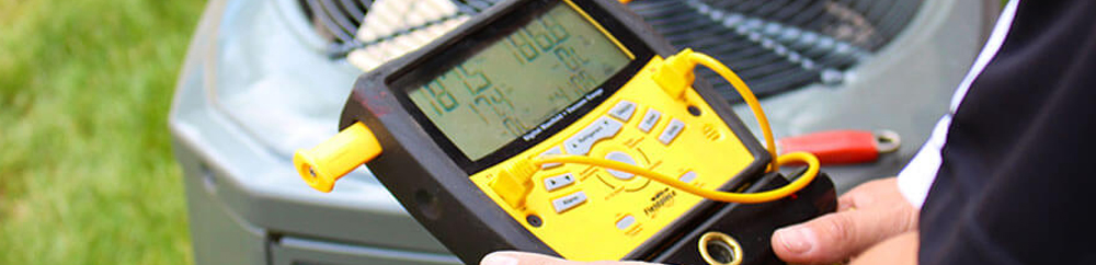 Expert hvac pro completing an ac maintenance fulshear tx by testing the electrical control board for safety.
