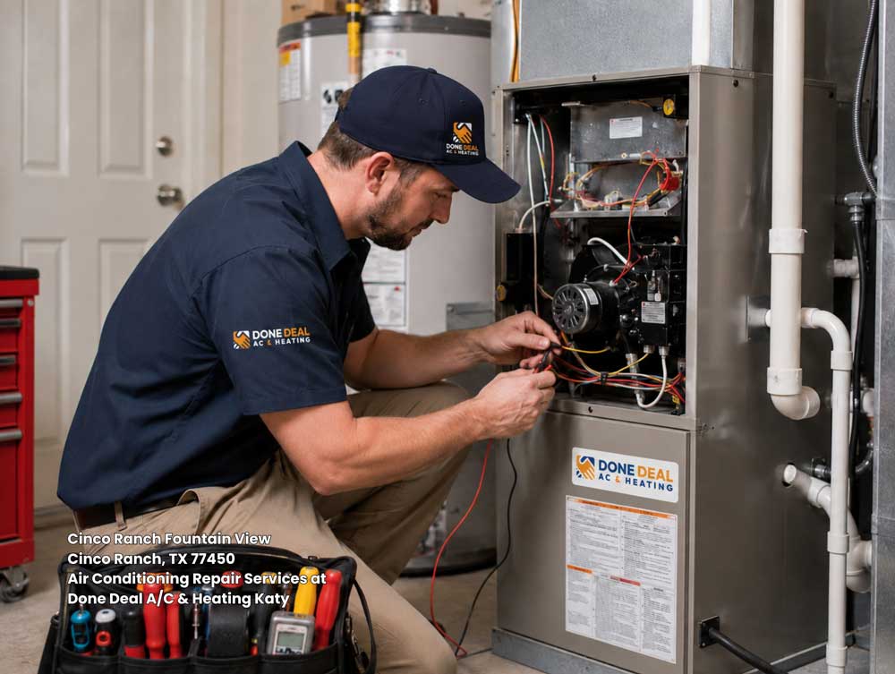 Reliable HVAC specialist offering air conditioning repair services Katy TX for residential indoor AC units.